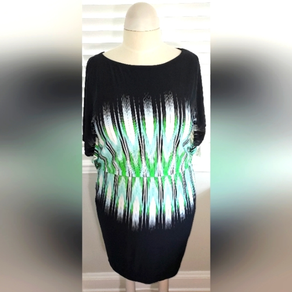 Maggy London Black/Lawn Elastic Waist Dress NWT